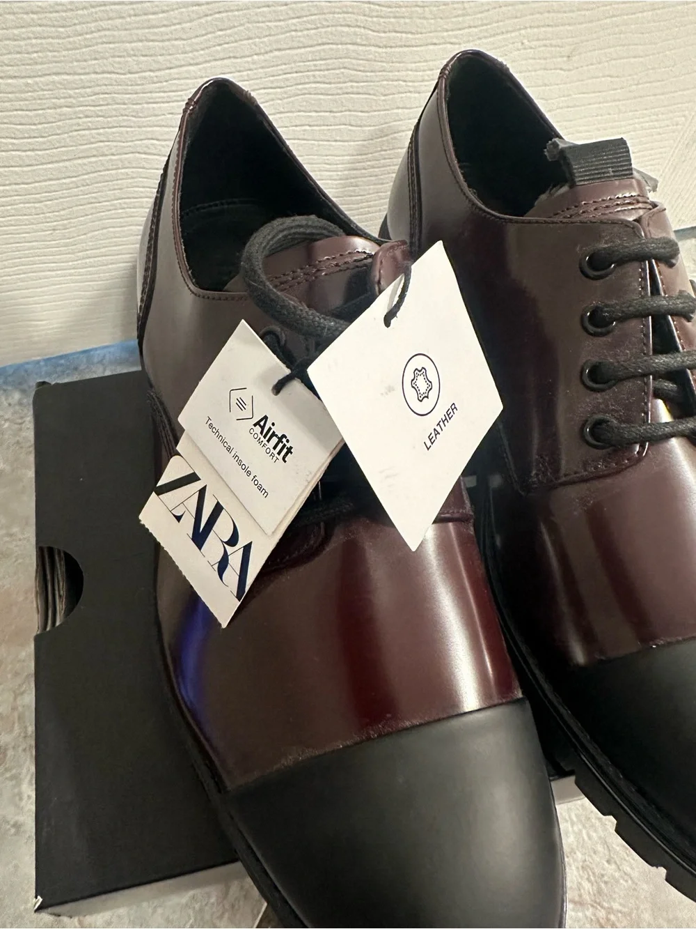 Zara Black Cap-Toe Leather Oxford Size 9
